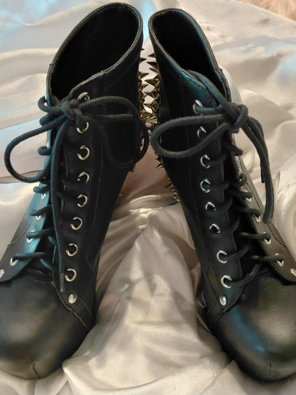 Jeffrey Campbell Black Spike Studded Platform Ankle Boots